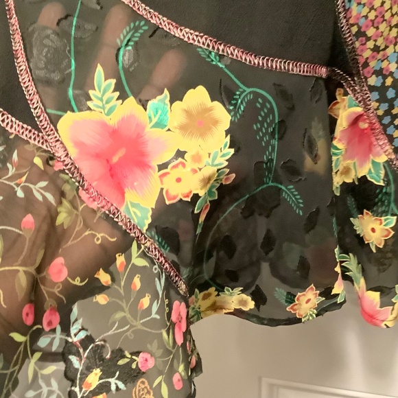 tommy n loulou vintage black maxi skirt x-large floral flare hem modest whimsy - Picture 4 of 15